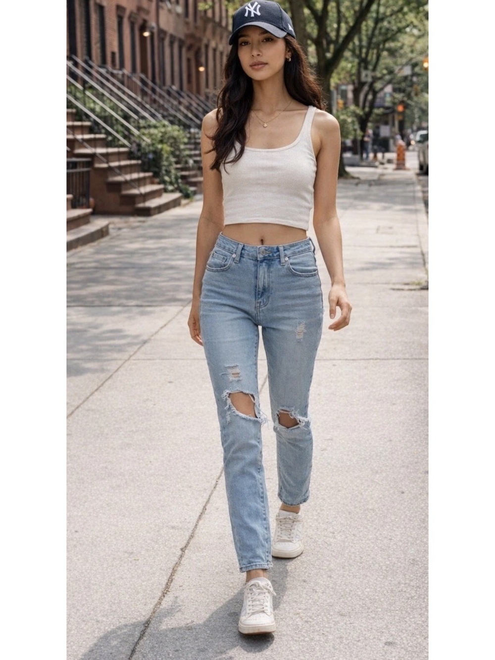 Levi's Light Blue Ripped Straight-Leg Women's Jeans - Picture 1 of 7